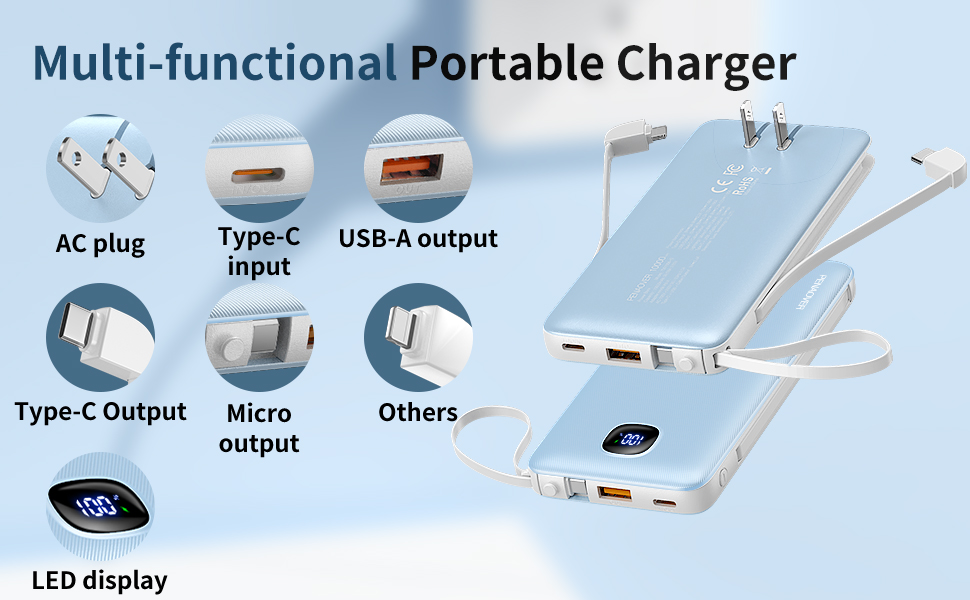portable charger with built in ac wall plug