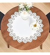 Elegant White Lace Jacquard Round Doily Tablecloth Table Topper Decoration Cover for Home Dresser...