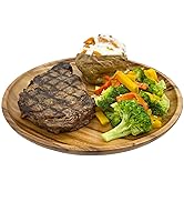 WRIGHTMART Wooden Dinner Plate, Set of 4, 10” Round Acacia Plates, Rustic, Durable, Unbreakable ...