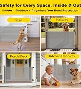 Scalable Safety Door, pet/Dog/cat Temporary Door, Baby Safety gate, mesh Soft Material, Expands t...