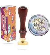 YOLAKIS Magnolia Flower Wax Seal Stamp Magnolia Seal Stamp Retro Wood Sealing Stamp for Wedding E...
