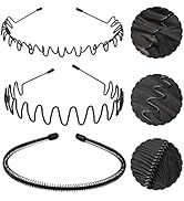 LERNOU Metal Headbands Men Hair Bands, Unisex Black Wavy, Spring And Summer Outdoor Sports Headba...