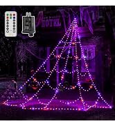 Ollny Halloween Lights Outdoor 454 LED Spider Web Lights Orange and Purple Halloween Decorations,...