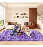 Ehayx Tie-Dyed Purple 6x9 Area Rugs for Living Room, Soft Fluffy Large Rug for Bedroom, Shag Non-...