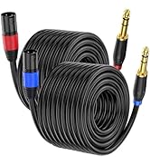 Jozzai 2 Pack XLR to 1/4 Inch (6.35mm) TRS Mono Jack Microphone Cable, 100FT, Balanced 3 Pin XLR ...