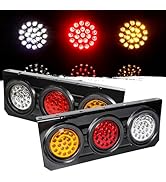 WUSHIXAN 2 PCS LED Truck Trailer Tail Lights with Iron Bracket Base,12V-24V Round Led Trailer Tai...