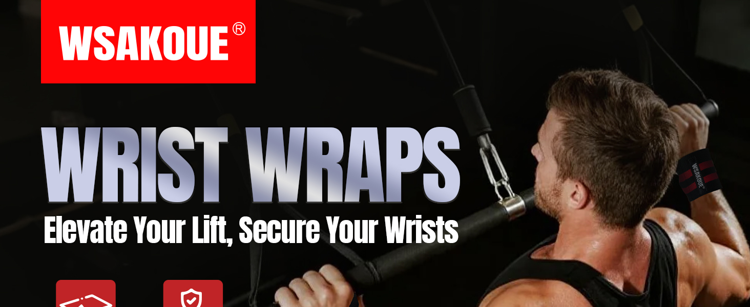 WSAKOUE Weightlifting Wrist Wraps - 18" Professional Wrist Support with Heavy-Duty Thumb Loop 1