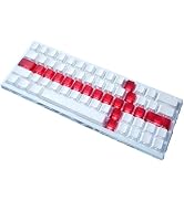 JSJT Forged Carbon-Look White Keycaps, Side-Printed Cherry Profile Transparent Red Sword-Themed K...