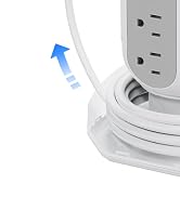 Power Strip Tower with Surge Protector,Retractable Extension Cord 6.5ft,15 AC Outlets Power...