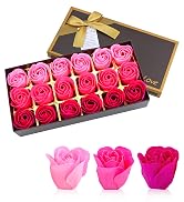 JIALEEY Floral Scented Bath Soap Rose Flower Petals, Plant Essential Oil Rose Soap Set Shaped Pet...