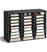 VEVOR Literature Organizer, 27 Compartments Office Mailbox with Removable Shelves, Wooden Mailbox...