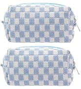 PAZIMIIK Checkered Makeup Bag for Purse Portable Zipper Make Up Pouch Small Cosmetic Case for Tra...