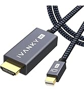 IVANKY 4K Mini DisplayPort to HDMI Cable 10FT, 4K@30Hz Thunderbolt to HDMI Cable, [Alum Shell/Bra...