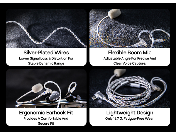 Kiwi Ears S-link IEM Cable with Boom Mic