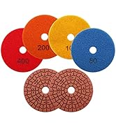 Diamond polishing pad 6PCS 4 Inch(#50*2,100*2 ,200*1 ,400*1)Super Copper Metal Bond Wet Diamond P...
