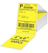 Omezizy 4x6 Thermal Labels, 1 Packs of 500 4x6 Fold Labels Yellow - Compatible with JADENS, ASpri...