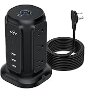 Flat Plug Power Strip Tower, AiJoy 6.5 FT Ultra Thin Extension Cord, 1050J Surge Protector, Charg...