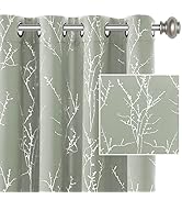 H.VERSAILTEX Blackout Curtains for Bedroom Foil Print Twig Tree Branch Thermal Insulated Grommet ...