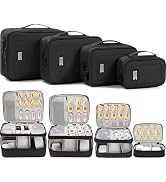 AKOZLIN Padded 4pcs/set Double Layer Travel Organizer Office Cord Cable Electronics Accessories B...
