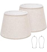 Large Drum Lamp Shades Set of 2, 12"Top x 16"Bottom x 11"High, Beige Lampshades for Table Lamps F...