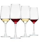 OUWO Wine Glasses Set of 4, 13.5oz Red White Wine Glasses,Lead-free Long Stem Wine Glasses for Ho...