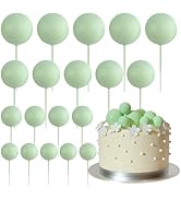 ASTARON 20 Pcs Ball Cake Topper Decorations Mini Balloons Cake Topper Sticks Light Green Balls Ca...