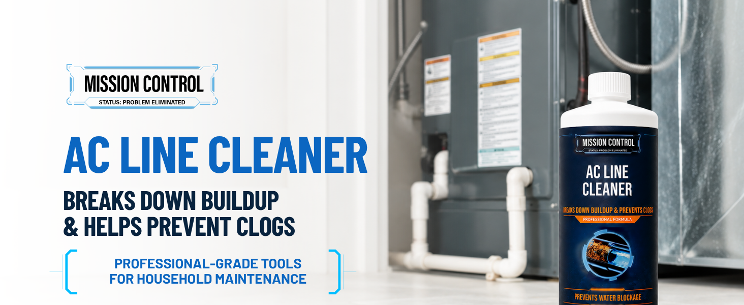 AC line cleaner clears condensate drain line clogs and helps prevent overflow and water damage