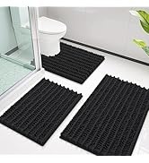 Smiry Bathroom Rugs Sets 3 Piece, Soft Absorbent, Non Slip Rubber Backing Machine Washable Quick ...
