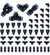Taiidaues 60 Pcs Push to Connect Fittings Pneumatic Fittings Kit, 1/4" OD Quick Connect Air Hose ...