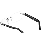 Faifxo Smart Glasses Rimless Smartglasses Sunglasses with Bluetooth Speaker,Remote Control Photo ...