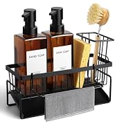 GMISUN Dish Soap Dispenser, 12 Fl oz / 350 ml Dual Soap Dispenser with Sponge Holder, Customized ...