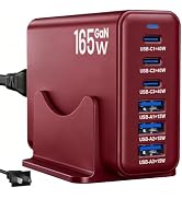 Newdarren 165W Charging Station, 6 Port Desktop Charger, 3 Ports 40W Red | USB Charger Block, 3 x...