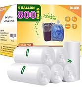 Small Trash Bags 2-4 Gallon Clear Garbage Bags (800 Count) CCLINERS Bulk Bathroom Trash Bags fits...