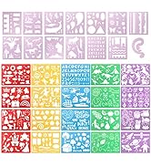 Jucoan 34 PCS Stencils Set for Kids, Plastic Drawing Stencil Templates with Over 500 Shapes, Colo...
