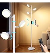 Tree Floor Lamp for Living Room - Modern White Standing Lamp, LED Floor Light with Remote & Touch...
