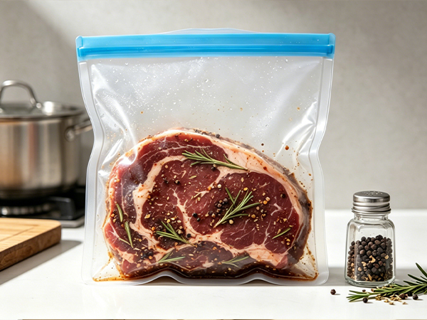 Reusable freezer bags for marinating food