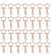 60Pcs Star Shaped Spring Snap Keychain Clip,Metal Swivel Clasp Snap Hook Key Ring with Chain Hang...