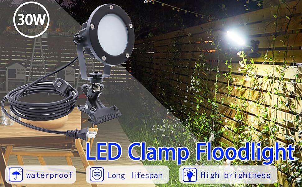 LED Clamp Work Lamp 30W Outdoor floodlight