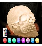 Skull Lamp,9-Color Breathing Mode Gothic Night Light, Halloween Lights,Goth Room Decor,Skeleton L...