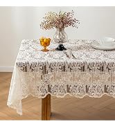 OUZHUHUI Lace Embroidered Tablecloth. Rectangle Lace Vintage Tablecloth Dustproof Table Protector...