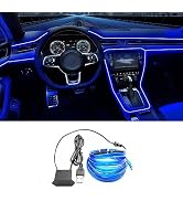 EL Wire Interior Car LED Strip Lights, 16.5FT USB Neon Glowing Strobing El Wire Strip with 6mm Se...