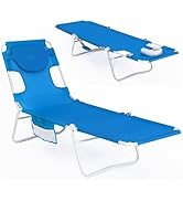 #WEJOY Folding Tanning Chair with Face Hole, 5 Positions Face Down Beach Lounge Chairs with Pillo...