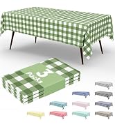misaya 3 Packs Buffalo Disposable Table Cloth, 54 x 108 Inch Waterproof Plastic Tablecloth, Recta...