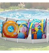 2 Pack Pool Float Storage Bag - Large and Small Mesh Hanging Pool Toy Organizers with Adjustable ...
