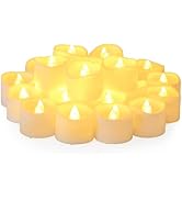 Yakpo 24 Pack Warm White Tea Lights with Timer Battery Operated, Flameless Flickering Fake Candle...