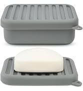 Superior Leak-Proof Silicone Travel Soap Case with Drainage Lid/Layer, Compact Bar Soap Container...