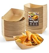 ZORRITA 1 Lb Small Paper Food Trays - 100 Pack Disposable Food Boats, Kraft Food Holders Brown Ta...