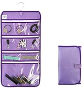 ANIZER Travel Foldable Jewelry Rolls Bag Hanging Jewelry Organizer with 9 Zippered Clear Pockets ...