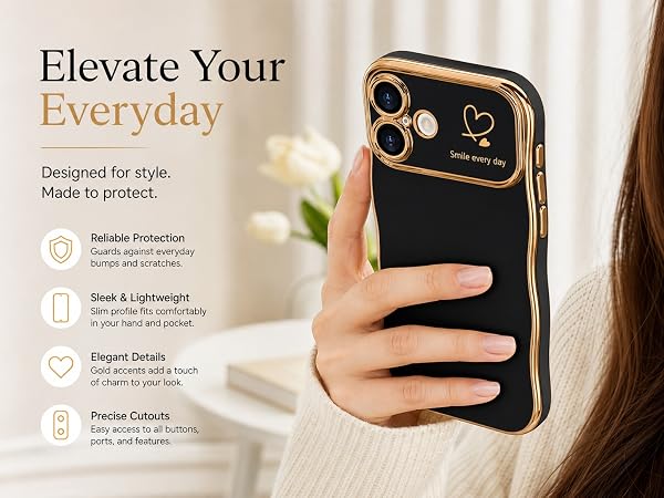 cute chic wave case for iphone 17 luxury plating