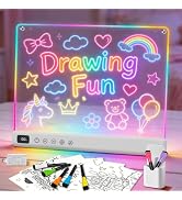Rechargeable Led Drawing Board for Kids, Light Up Drawing Pad with 8 Color 6 Modes, Neon Glow Dry...